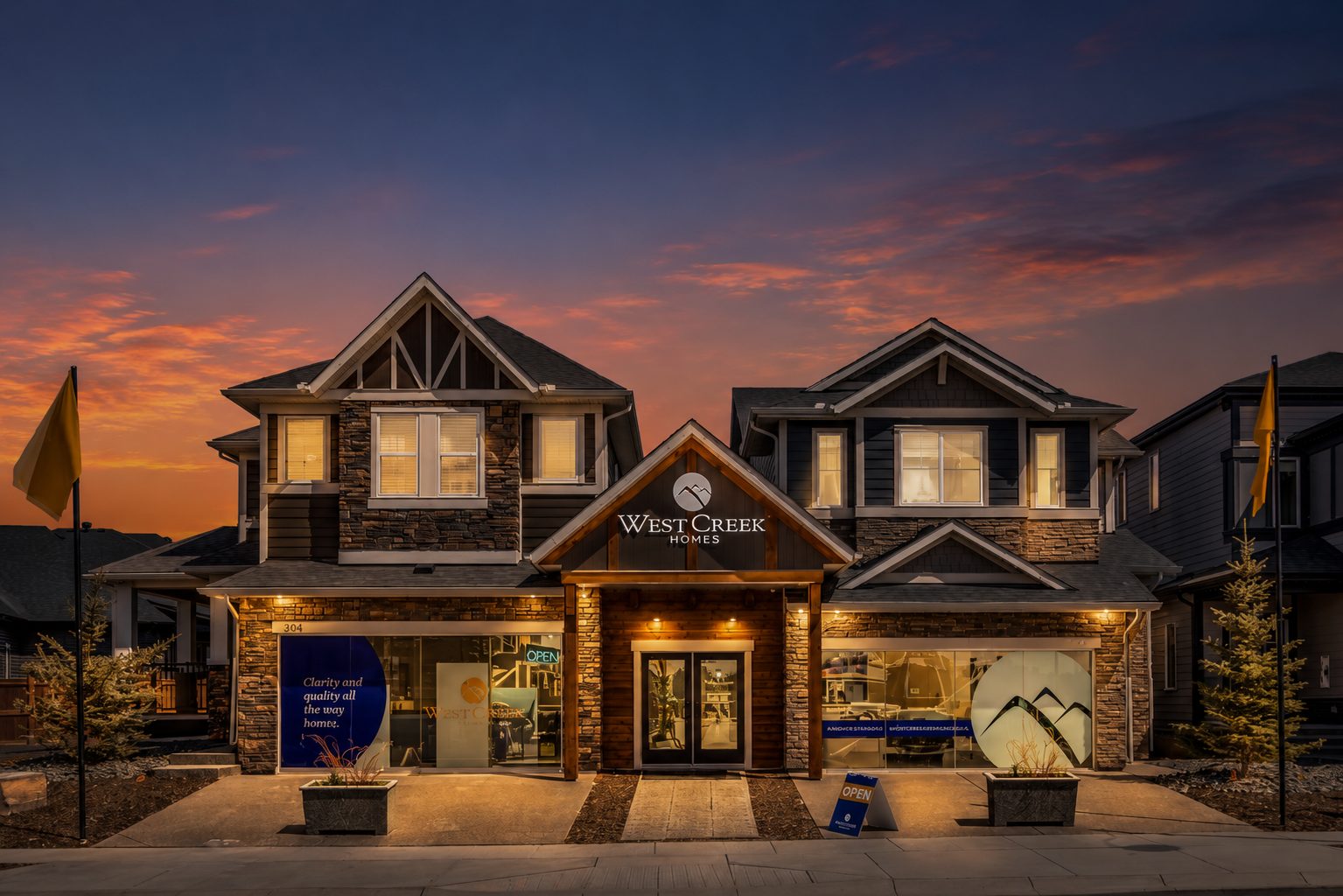 WestCreek Homes show home at dusk