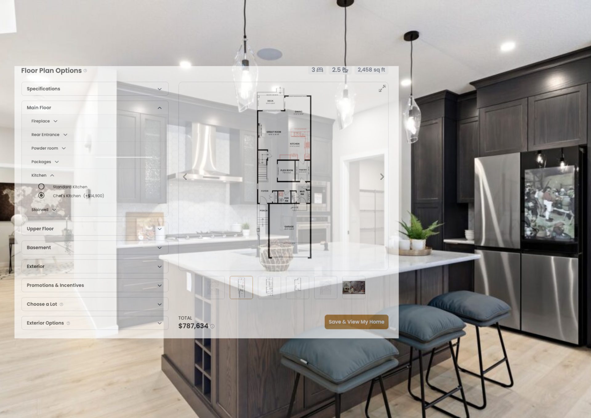 Ownly Build & Price floor plan options inside a WestCreek home